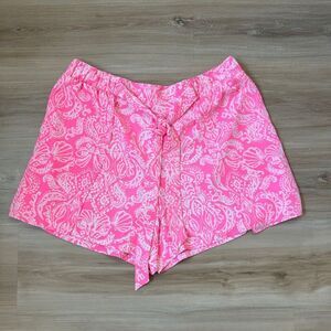 Lilly Pulitzer Myles Tie Front Short Havana Pink Clawdia pull on shorts